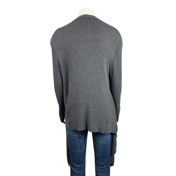 NWOT Eileen Fisher Bark Ribbed 100% Wool Cardigan Sweater XL Angle Front  Gray - Picture 4 of 8